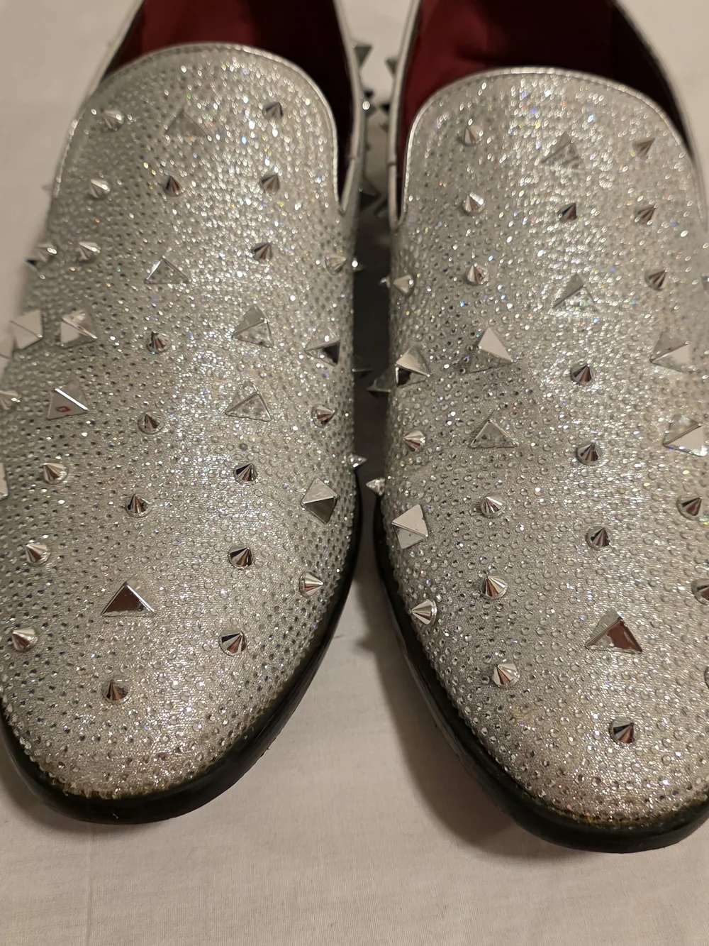 Alberto Fellini Silver Spike Glitter Dress Shoes Size 13 Display Show Stoppers!